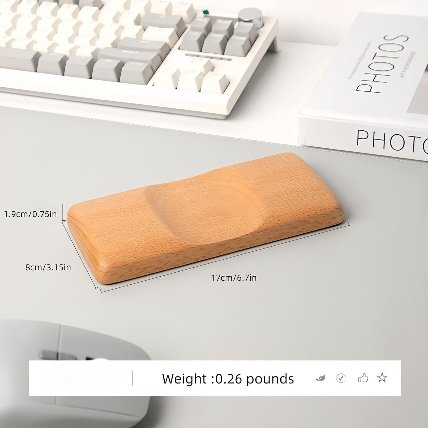 Walnut Wood Keyboard Wrist pad - Ergonomic Design for Wrist Fatigue Relief, Compatible with Most Keyboards & Laptops, Anti-Slip Base for Programmers & Gamers (Walnut Wood, 87 Key)