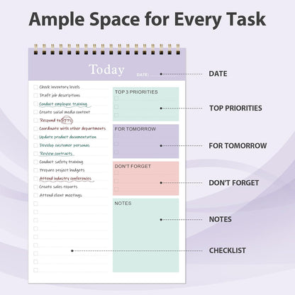 Weekly To Do List Notepad, Undated Planner with 52 Sheets (8.5''x11''), Desk Weekly Planner for Women & Man, Home School & Work