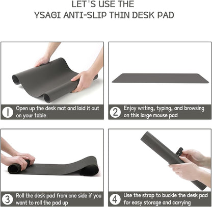 YSAGi Non-Slip Leather Desk Pad, Waterproof Laptop Computer Desk Keyboard Mat, Table Protector Blotter Mat, Large Mouse Pad for Office/Work/Home/Decor(Black, 31.5" x 15.7")