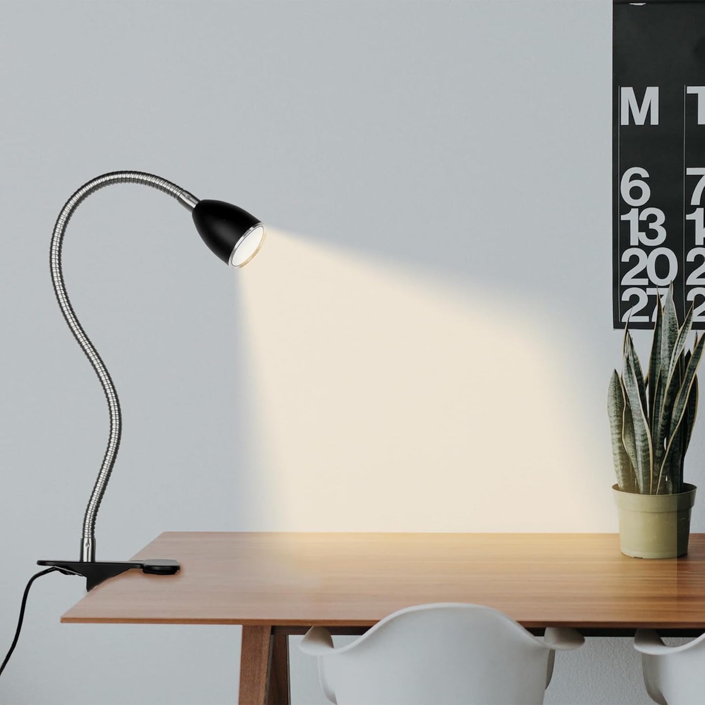 Desk lamp Eye-Caring Table Lamps, 360°Rotation Gooseneck Clip on Lamp Reading Light Portable Reading Book Light Clamp Study Desk Lamps for Bedroom and Office Home Lighting (Black)