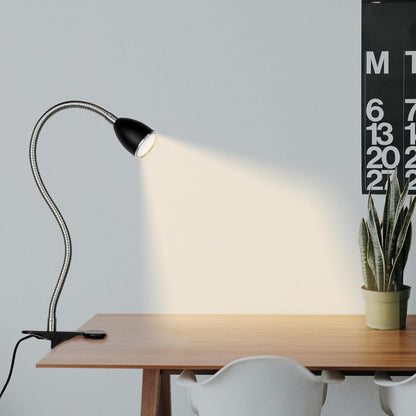 Desk lamp Eye-Caring Table Lamps, 360°Rotation Gooseneck Clip on Lamp Reading Light Portable Reading Book Light Clamp Study Desk Lamps for Bedroom and Office Home Lighting (Black)