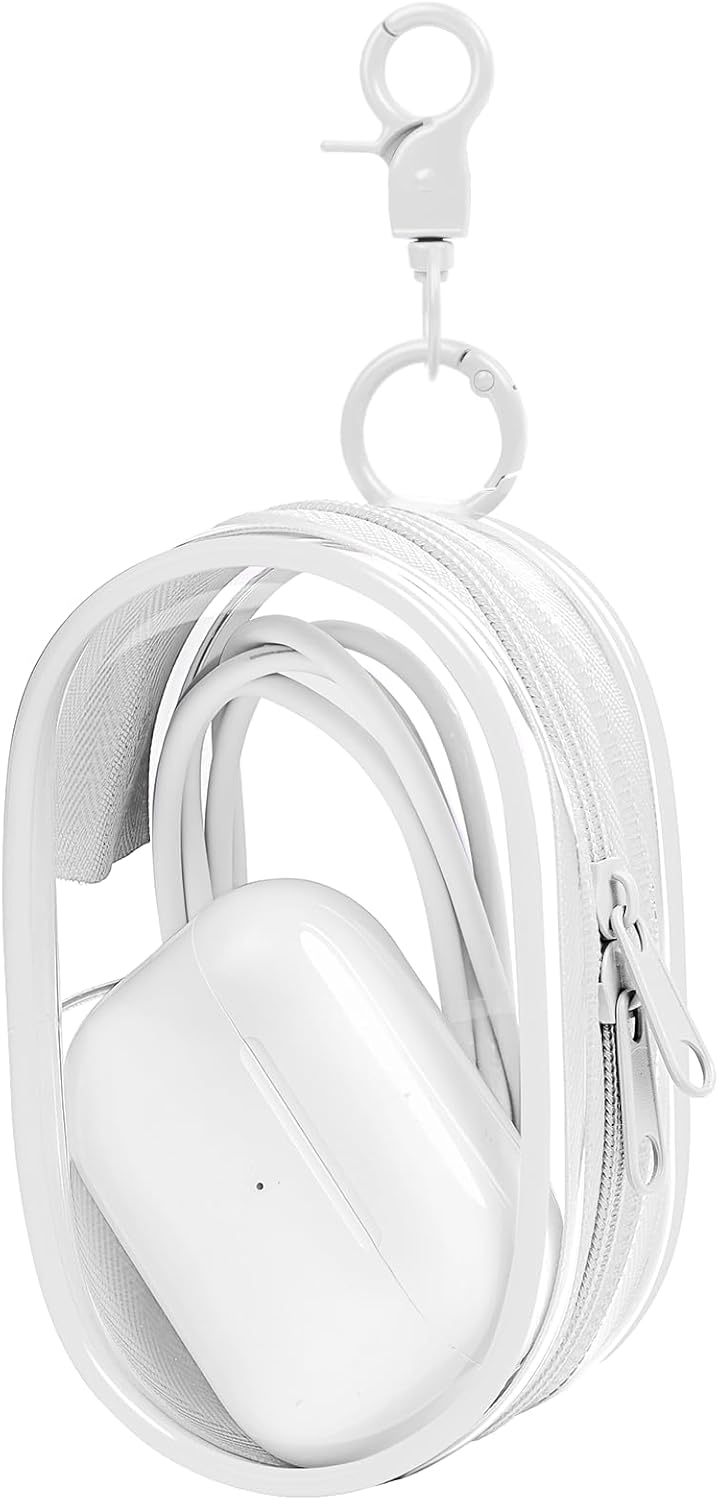 Linsaner 1|2|4 Pack Available Storage Bag for Organizing Data Cables, Earphone, Chargers, Keys, Change, Blind Box Doll Transparent Display Bag, Tech Pouch (Black, 1 Pack)