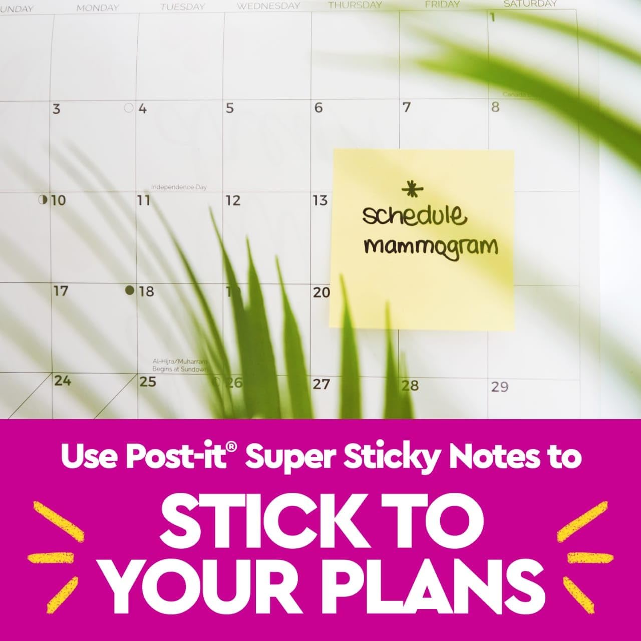 Post-it 100% Recycled Paper Super Sticky Notes, 3 in. x 3 in., 5 Pads, 70 Sheets per Pad, Wanderlust Pastels, School Supplies and Office Products
