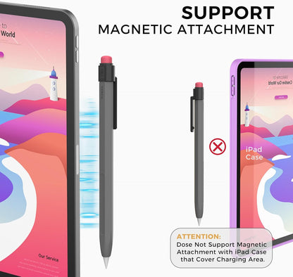 TRONWIN iPencil Case Sleeve Silicone Protective Cover Perfect Grip Skin Classic Design with Sturdy Clip Compatible with Apple Pencil 2nd Generation (Classic)