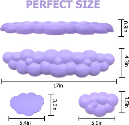 Cloud Wrist Rest Keyboard, PU Leather Memory Foam Wrist Rest for Computer Keyboard, Ergonomic Keyboard Wrist Rest and Cute Mouse Wrist Rest for Gaming,Office,Computer,Typing Pain Relief,Pastel Green