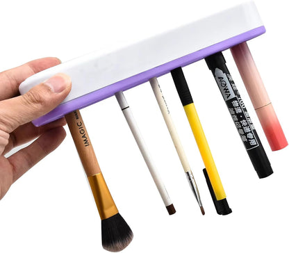 2 PCS Multi-Purpose Cosmetic Storage Box, Desktop Organizers Silicone Make Up Brush Storage Stand, Desktop Storage Box for Eyeliner Pencil, Art Supplies, Painting Brush (Grey)