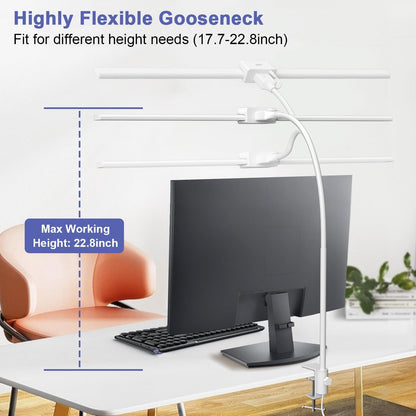 EppieBasic Desk Lamp,24W Led Desk Lamps with Clamp,Double Head Desk Light for Home Office, Architect Desktop Lamp Eye Care Workbench Office Table Light for Monitor Studio Reading