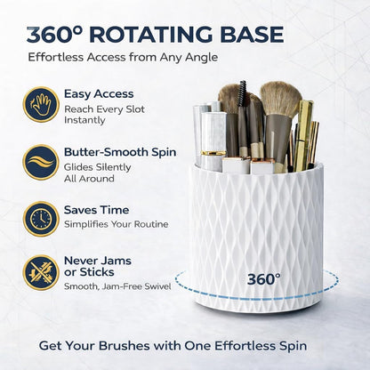 Makeup Brush Holder Organizer, 360° Rotating 5-Slot Make up Brushes Cup for Cosmetic, Lipstick, Hair Brush Holder - Spinning Vanity Countertop Caddy for Bathroom, Dorm & Office, Black