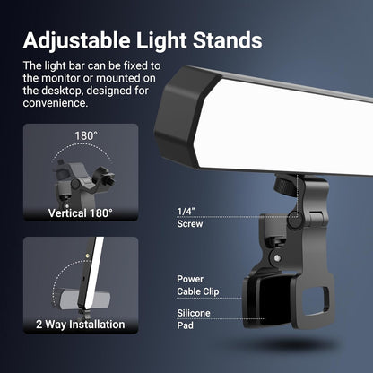 NEEWER Basics 12W Dual Monitor Light Bar with Stands, LED Lamp for Home Office Video Conference Lighting Desk Computer Laptop Webcam Zoom Streaming, Bi Color, Remote/Touch Control Dimmable, L10