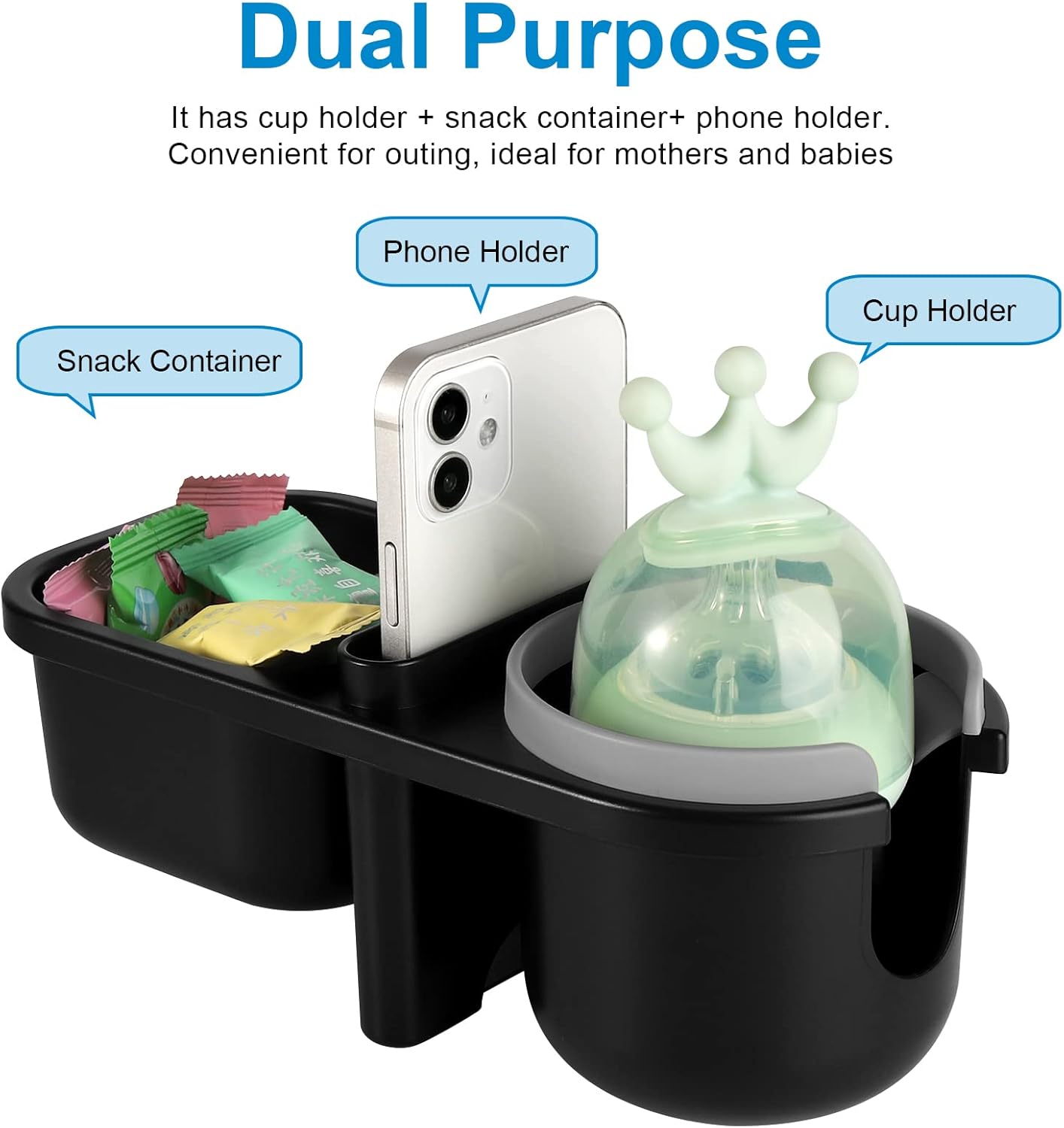 Accmor Stroller Cup Holder, Universal Cup Holder for Uppababy Nuna Doona Strollers, Bottle Drinks Holder for Wheelchair, Walker, Bike, Scooter