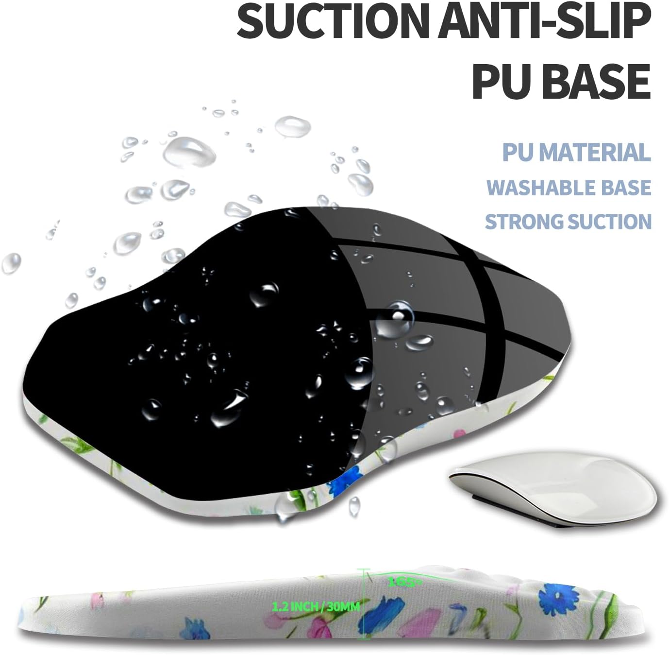 Ergonomic Raised Mouse Pad Wrist Support with Bilateral Slope Memory Foam Mousepad for Wrist Rest and Carpal Tunnel Pain Relief 11.8x7.9〃 Black