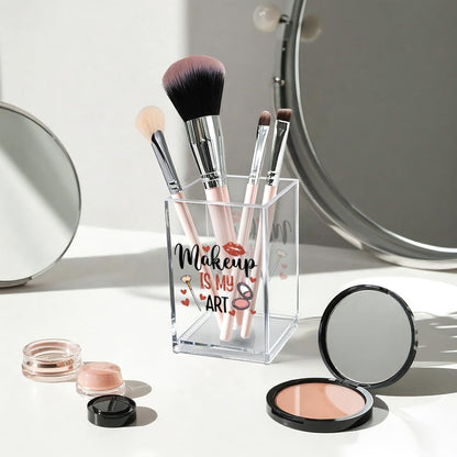 Better Late Than Ugly Acrylic Makeup Brush Organizer Holder, Self Affirmations Desk Acrylic Brushes Storage, Make Up Artist Gifts, Birthday Gifts for Her Wife Sister Friend Makeup Lovers