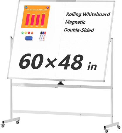Large Whiteboard Easel with Stand, 36" x 24" Portable Standing Magnetic Dry Erase White Board, 3' x 2' Tripod Height Adjustable Flip Chart Easel for Home Office Classroom School, Silver