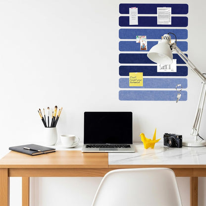 Vuzvuv 8 pcs Bulletin Board Bar Strips with 50 Pushpins & 10 Wooden Clip pins，Self Adhesive Cork Board for Wall，Felt Pin Board for School，Office Decor（Black White Grey）