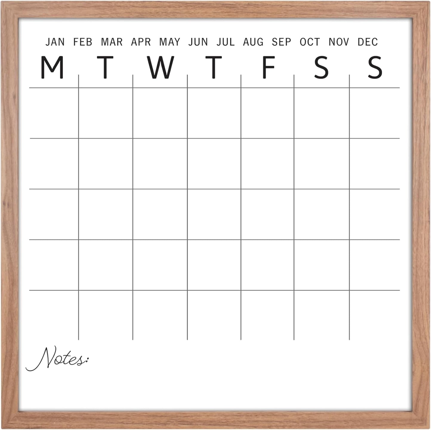 MCS Dry Erase Weekly Planner 11x24 Walnut Framed Calander Whiteboard for Wall, Plan Your Week with Family Weekly Planner for Dinners, Sports, Events & More