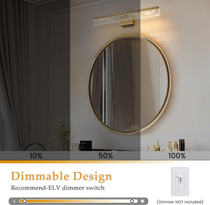 AIJIASI 39-Inch Brushed Gold Vanity Light Fixture, 28W Dimmable LED Modern Light Bar for Bathroom Mirror, Restroom, Bedroom (3000K)
