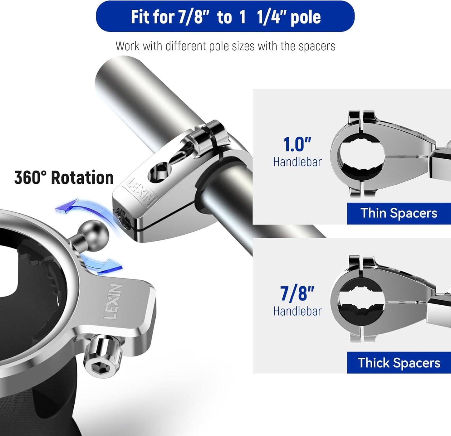 LEXIN C4 Extra Large Motorcycle Cup Holder for Harley Davidson, Max 32oz Drink Holder with 360° Ball Swivel, Aluminum Clamp for 7/8"-1 1/4" Handlebar/Bumper/Pole Mount, Apply for ATV, UTV, Boat, More