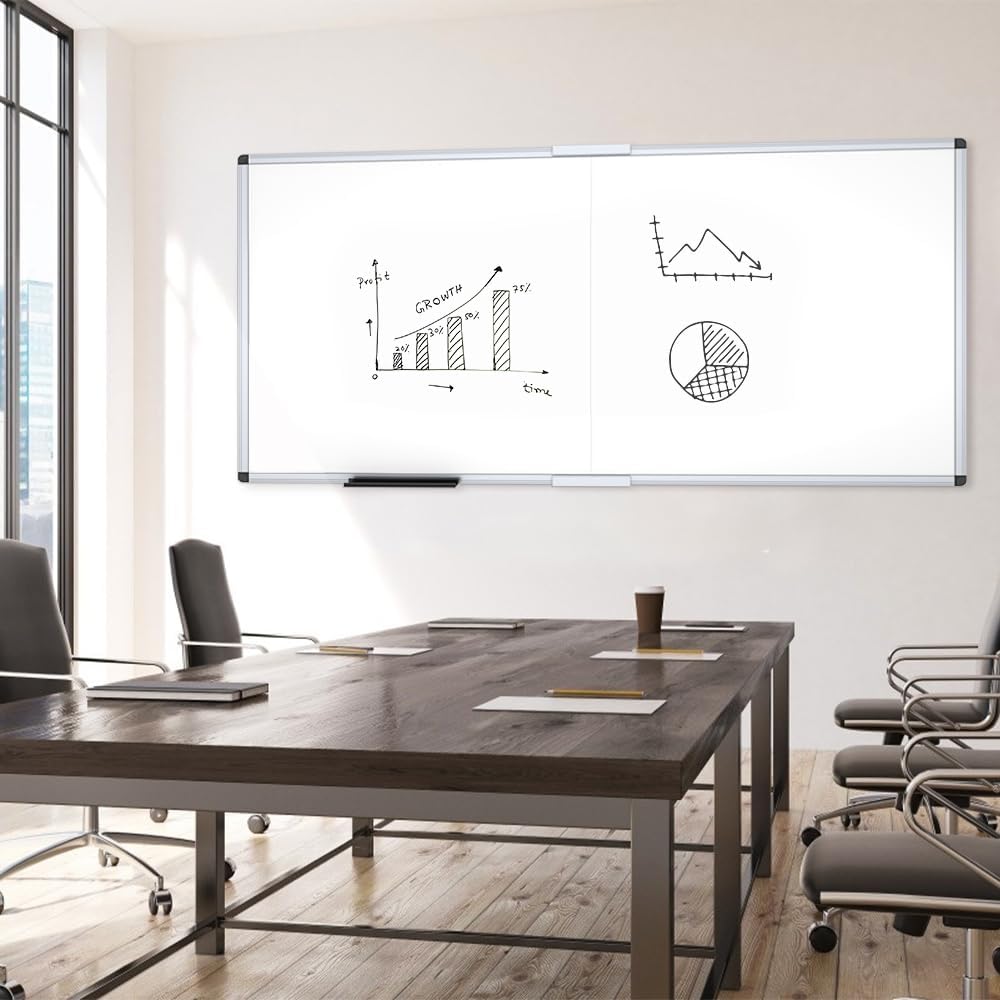 VIZ-PRO Magnetic Dry Erase Board, 24 X 18 Inches, Silver Aluminium Frame