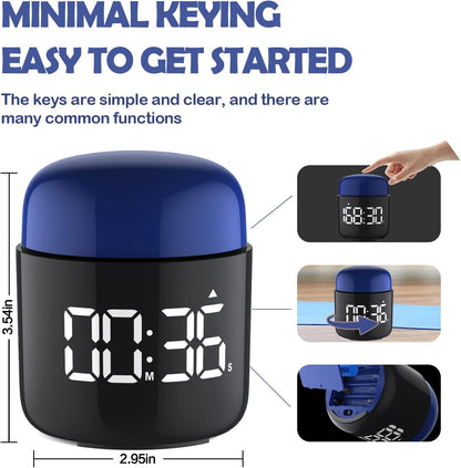 Large Display Digital Timer Stopwatch, Retro Manual Twist Table Count Down & Up Game Timer, Easy to use, Night Light Silent & Sound Timers for ADHD Study Work Kitchen Classroom Yoga Gym (Tangerine)