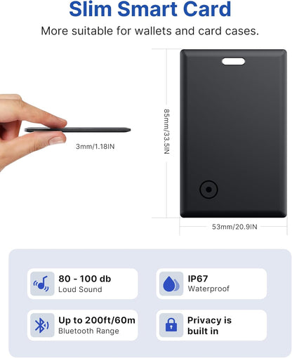 Wallet Tracker:2026 Tracker Card for iPhone & Apple Find My - Card Locator (2-Pack) for Keys, Wallet, & Bags, Long-Lasting Battery, Lost Mode & Alerts