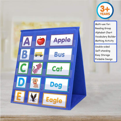 Magnetic Desktop Tabletop Pocket Chart Stand, Double Sided Small Pocket Chart for Classroom Home (15" X 12.5")