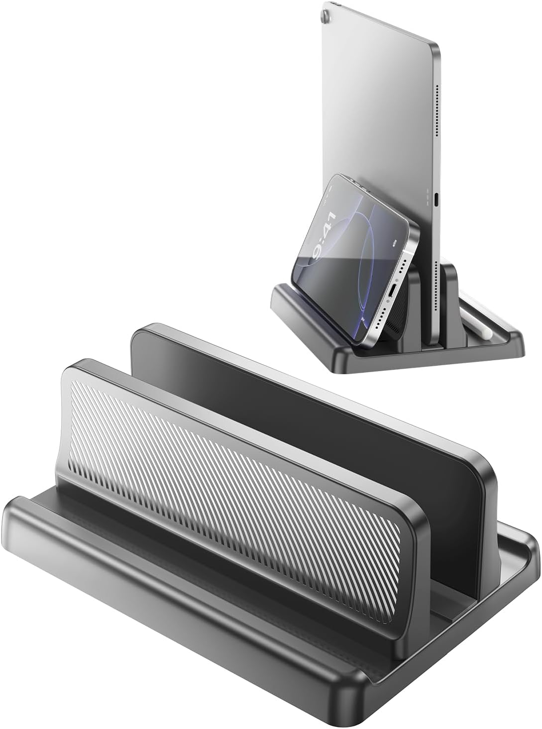 EAXBUX 5 in 1 Vertical Laptop Stand Holder,Adjustable ABS Plastic Laptop Organizer Desktop Management Notebook Dock,Vertical Laptop Stand Space Saving for MacBook,Surface,Samsung,HP,Dell,Chrome Book