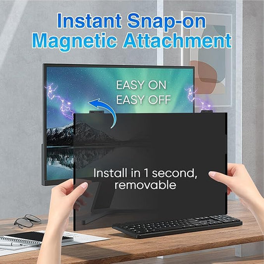 2 Pack 24 Inch Magnetic Computer Privacy Screen Filter for Monitor 16:9 Aspect Ratio, Removable Hanging Privacy Screen Shield, Anti Blue Light Filter, Anti-Glare Protector