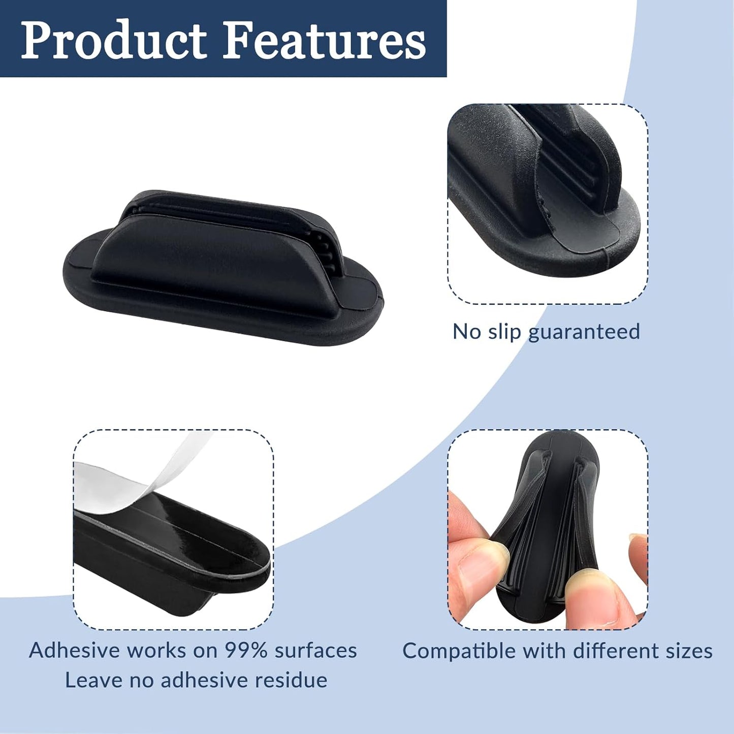 ZUFECY 6 Pack Adhesive Pencil Holders for Desk, Flexible Black Silicone Pen Holder with Adhesive Pads for Office Essentials and Teacher Supplies