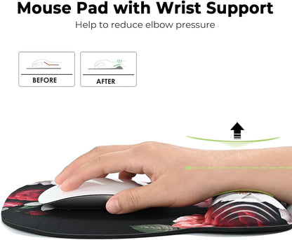 EooCoo Ergonomic Mouse Pad with Wrist Support, Mousepad with Memory Foam Wrist Rest and Non-Slip Base for Computer, Cafe, Home & Office, 9.64 x 8.26 in Office Desk Accessories