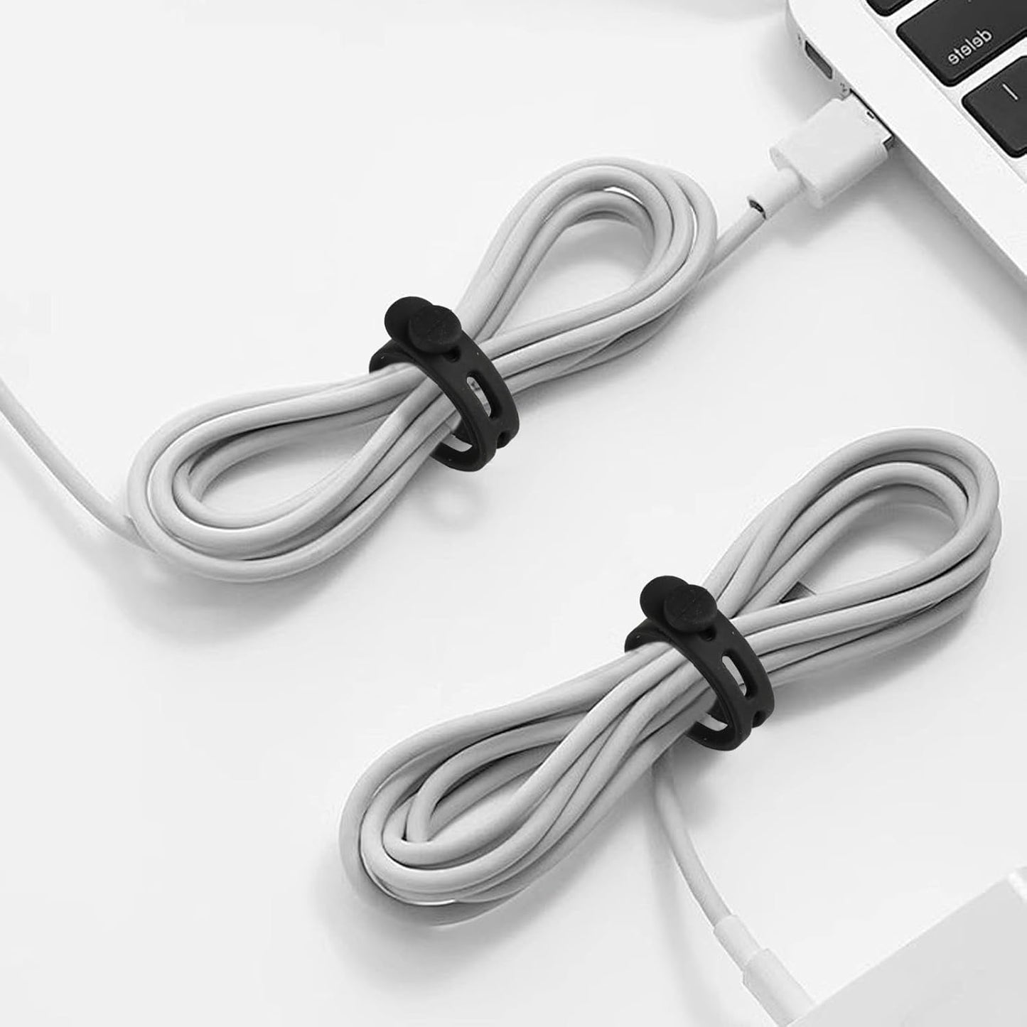 25 Pcs Silicone Cable Ties, Reusable Cable Straps Wire Organizer, Cable Management Cord Organizer for Fastening Earphone Phone Charger Home Office Desk Kitchen Appliances Cable Cords Wires