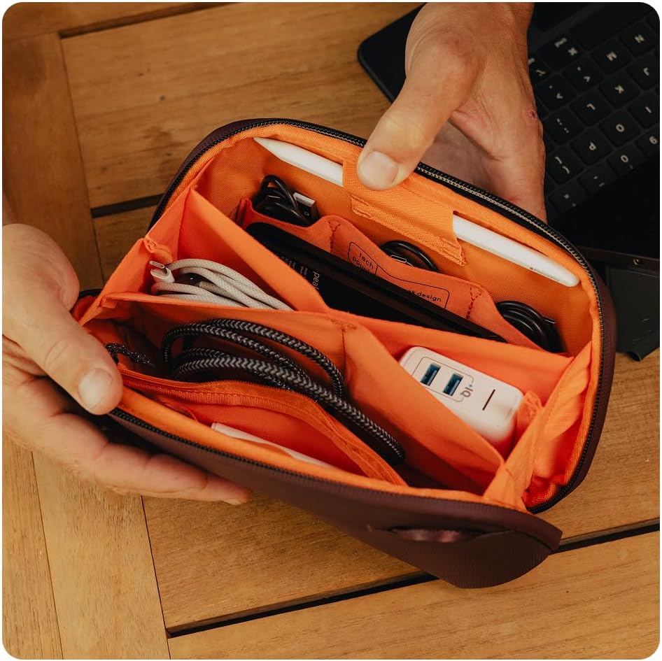 Peak Design Small Tech Pouch, Black, Electronics Organizer for Travel or Everyday Carry, Origami-Style Storage, Cable Pass-Through, Weatherproof Recycled Nylon, Gear Carry Bag for Men and Women