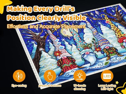 A2 Light Pad 26"x19", 10000+ LUX High Brightness, 3 Colors & 10-Level/Stepless Dimming,Light Board Extra Large with UL Adapter for Diamond Painting, Drawing, Tracing, Sketching-Aluminum Frame