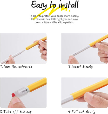 ELETIUO Silicone Case Compatible with Apple Pencil 2nd Generaion&Apple Pencil Pro Cover,Protective Holder Grip Sleeve with Cap Accessories Compatible with iPad Pro 11 12.9 inch,Yellow