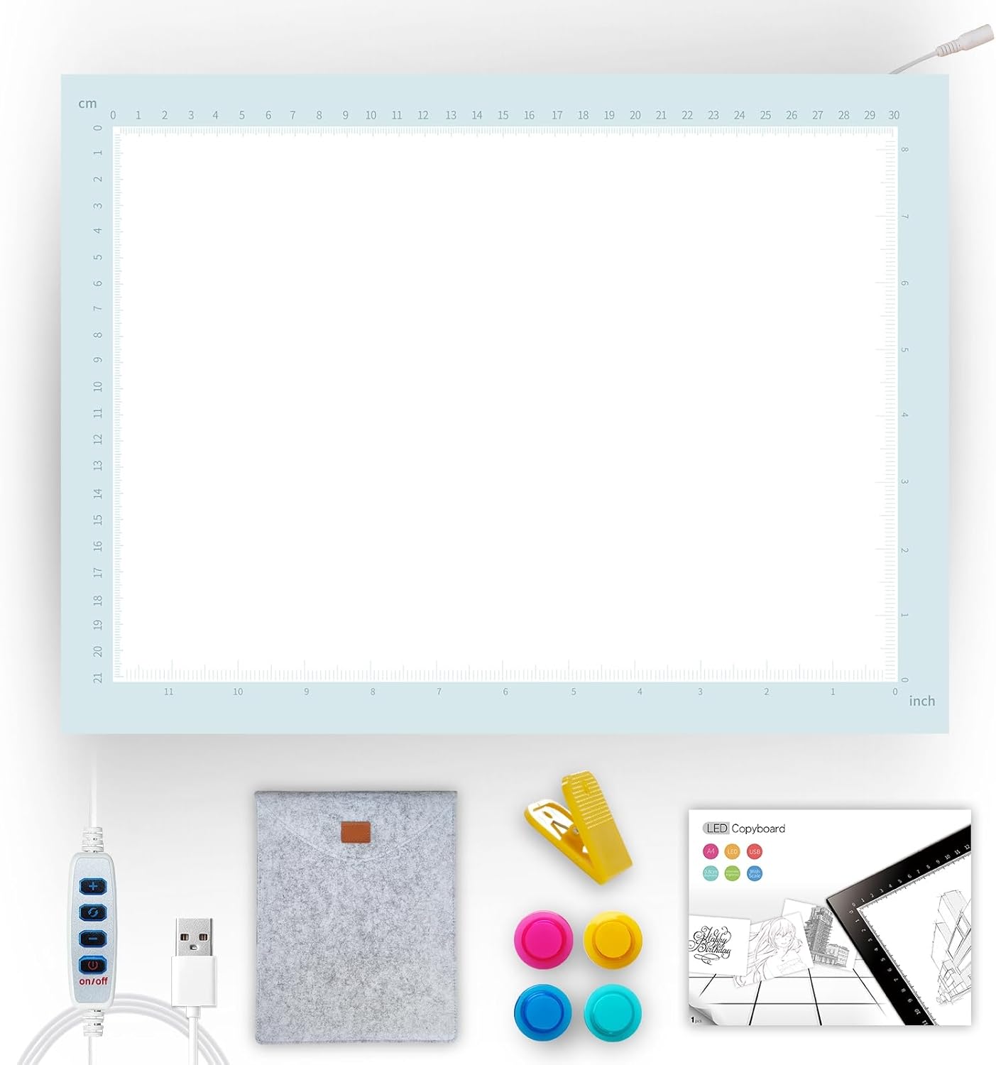 A4 LED Copy Board Light Tracing Box，Trace Light Pad for Tattoo Transferring, Drawing, Streaming, Sketching, Animation, Stenciling，USB LED Light Board for Diamond Painting