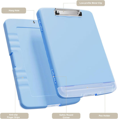 Piasoenc Clipboard with Storage, 8.5 x 11 Organization Box with Pen Holder and A4 Legal Paper Folder, Folio & Side-Opening, Low Profile Clip,for Nurses,Teachers, Size 14 x 9.6 x 1.2 in, Black