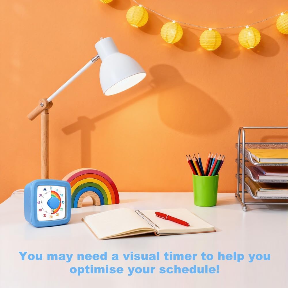 Visual Timer for Kids & Adults, 60 Minute Rainbow Countdown Timer, Time Management Tool for Classroom, Home, Kitchen, Office, School