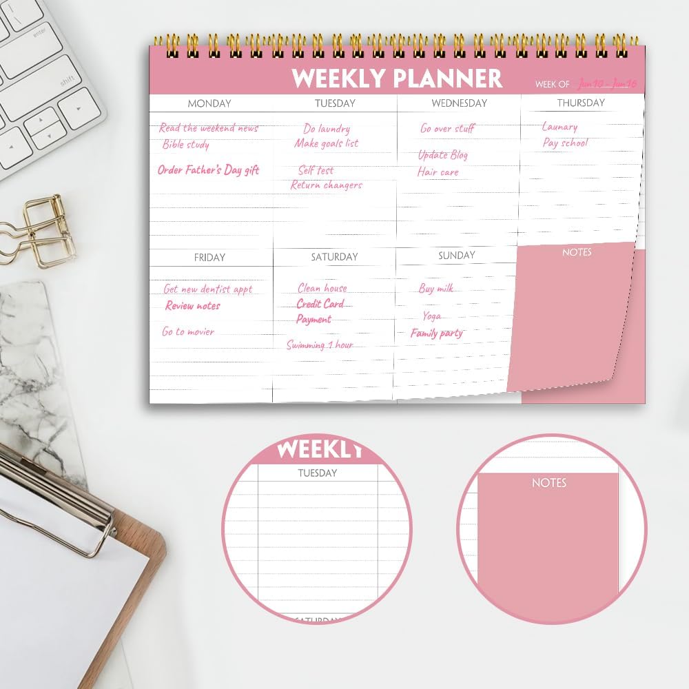 (3-Pack) Weekly Planner - 7" x 10" Weekly Pad Organizers Habit Tracker Journal for Man & Women, 52 Sheets, 100gsm Paper, Undated Weekly To Do List Notepad with Your Life, Teal