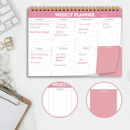 (3-Pack) Weekly Planner - 7" x 10" Weekly Pad Organizers Habit Tracker Journal for Man & Women, 52 Sheets, 100gsm Paper, Undated Weekly To Do List Notepad with Your Life, Teal