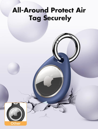 UNBREAKcable AirTag Holder for Apple - 4 Pack Air Tag Case [Fit Tightly Design] [Easy to Install] [Hold Securely] Waterproof TPU Protective Cover with Metal Keychain for Kids,Pet,Luggage,Backpack,Keys