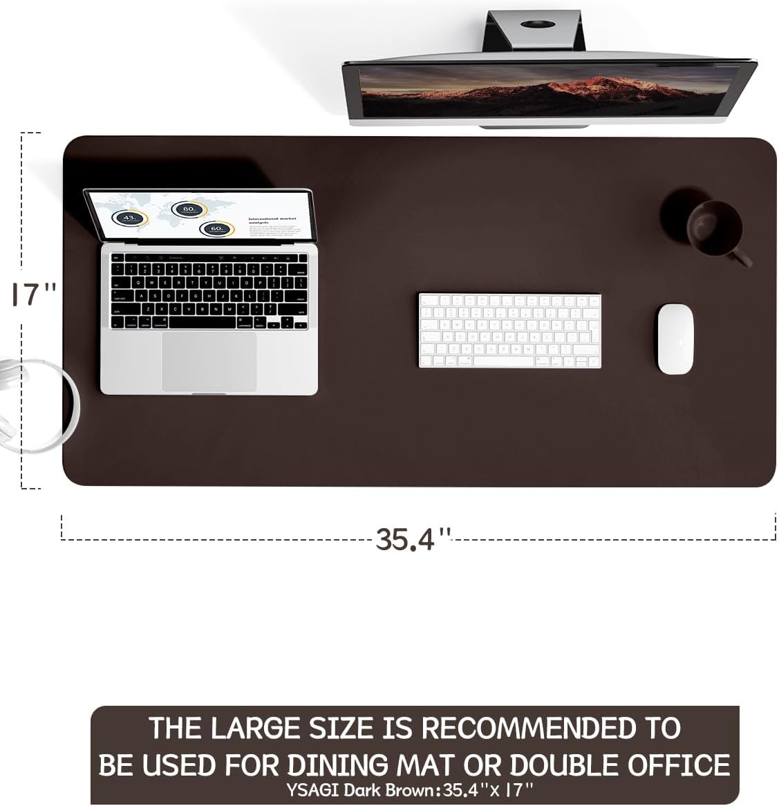 YSAGi Non-Slip Leather Desk Pad, Waterproof Laptop Computer Desk Keyboard Mat, Table Protector Blotter Mat, Large Mouse Pad for Office/Work/Home/Decor(Black, 31.5" x 15.7")