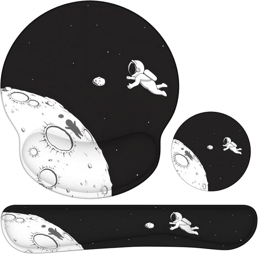 Ergonomic Mouse Pad with Wrist Rest and Keyboard Wrist Rest, Memory Foam Wrist Rest for Computer Keyboard, Easy Typing, Pain Relief, Mouse Pad Wrist Support for Gaming,Office, Laptop, Black Flower