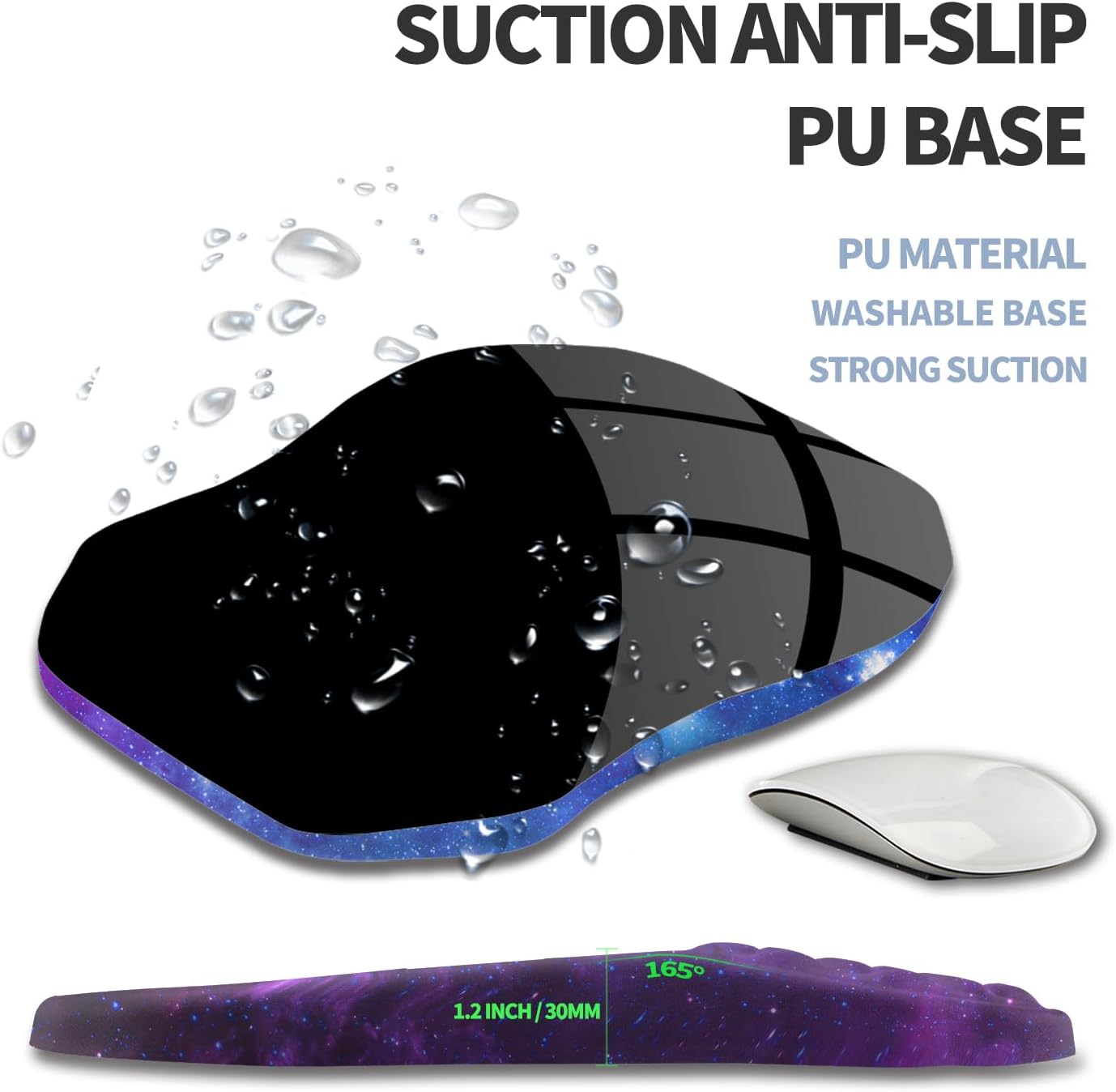 Ergonomic Raised Mouse Pad Wrist Support with Bilateral Slope Memory Foam Mousepad for Wrist Rest and Carpal Tunnel Pain Relief 11.8x7.9〃 Black