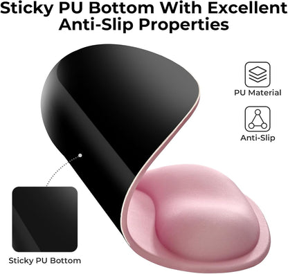 EooCoo Ergonomic Mouse Pad with Gel Wrist Rest Support, Middle Concave Design for Natural Wrist Alignment, Non-Slip Base Mousepad for Laptop, Computer, Office Desk Accessories, Carpal Tunnel Syndrome