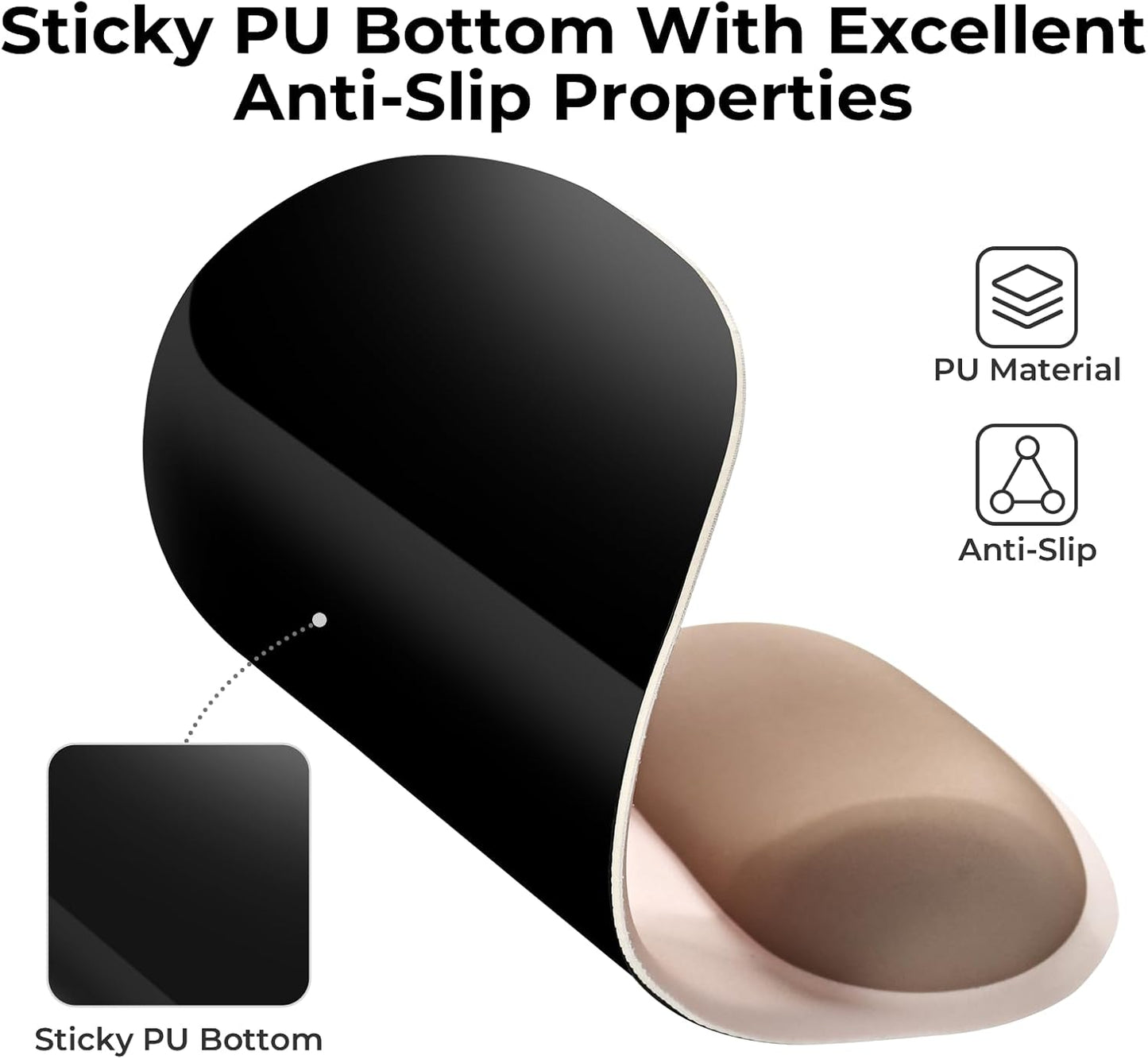 EooCoo Ergonomic Mouse Pad with Gel Wrist Rest Support, Middle Concave Design for Natural Wrist Alignment, Non-Slip Base Mousepad for Laptop, Computer, Office Desk Accessories, Carpal Tunnel Syndrome