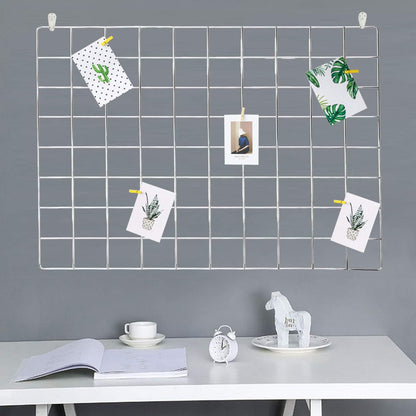 2 Pack Large Wall Grid Panels with Light and Clips, Photo Display Board, Picture Frame Collage Board, Wire Grid Wall Panel Room Decoration,Black