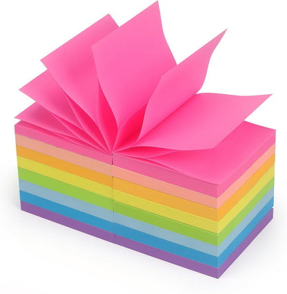 Phthdoty 8 Pads Pop Up Sticky Notes 3x3 Refills Bright Colors Self-Stick Notes Pads Super Adhesive Sticky Notes Great Value Pack