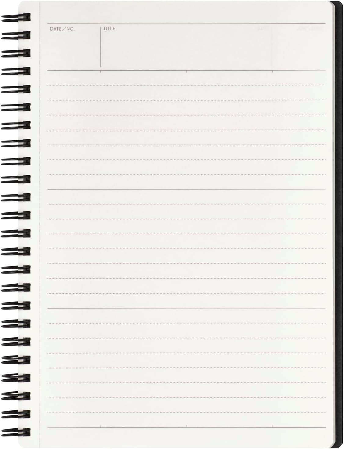 Maruman Mnemosyne Lined Notebook- Vertical A5, 5.83" x 8.27", 70 Sheets / 140 Pages, 7mm College Ruled With Center Line Journal, Perforated Pages & Wire-Bound to Lay Flat, Black, Made in Japan - Colors B