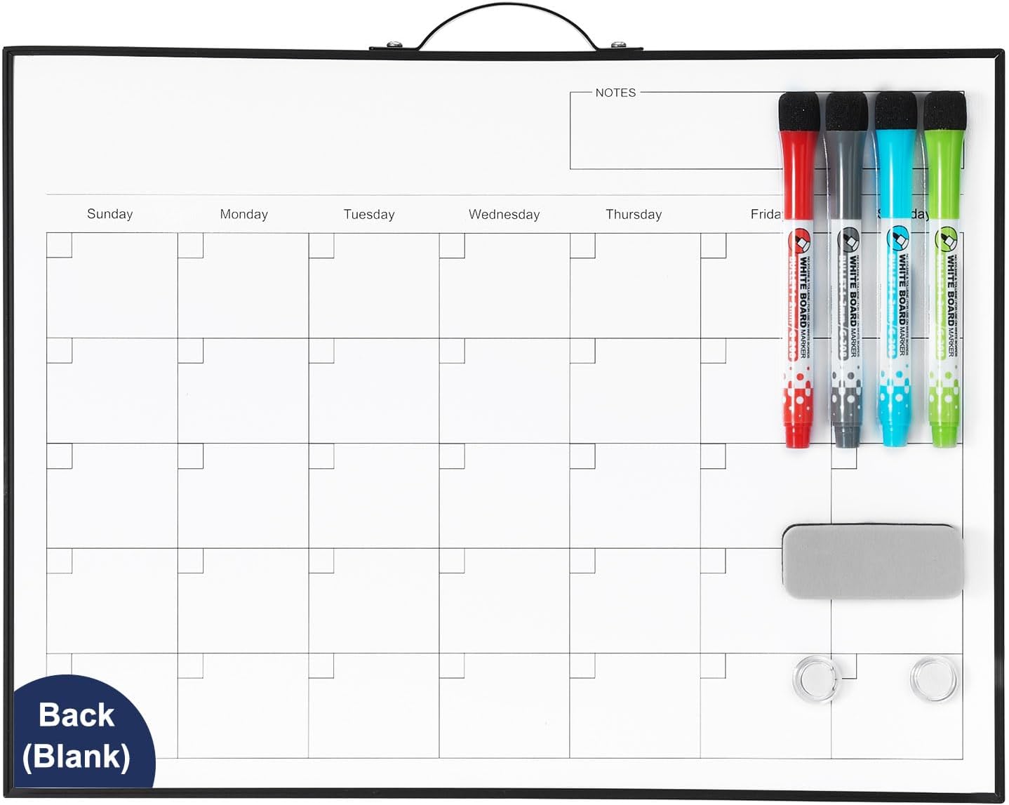 TSJ OFFICE Small Whiteboard Cork-Board - 16" X 12" Portable Aluminum Black Framed Magnetic Dry Erase Board, Small Bulletin Cork Board with Holder for Office, Home and School