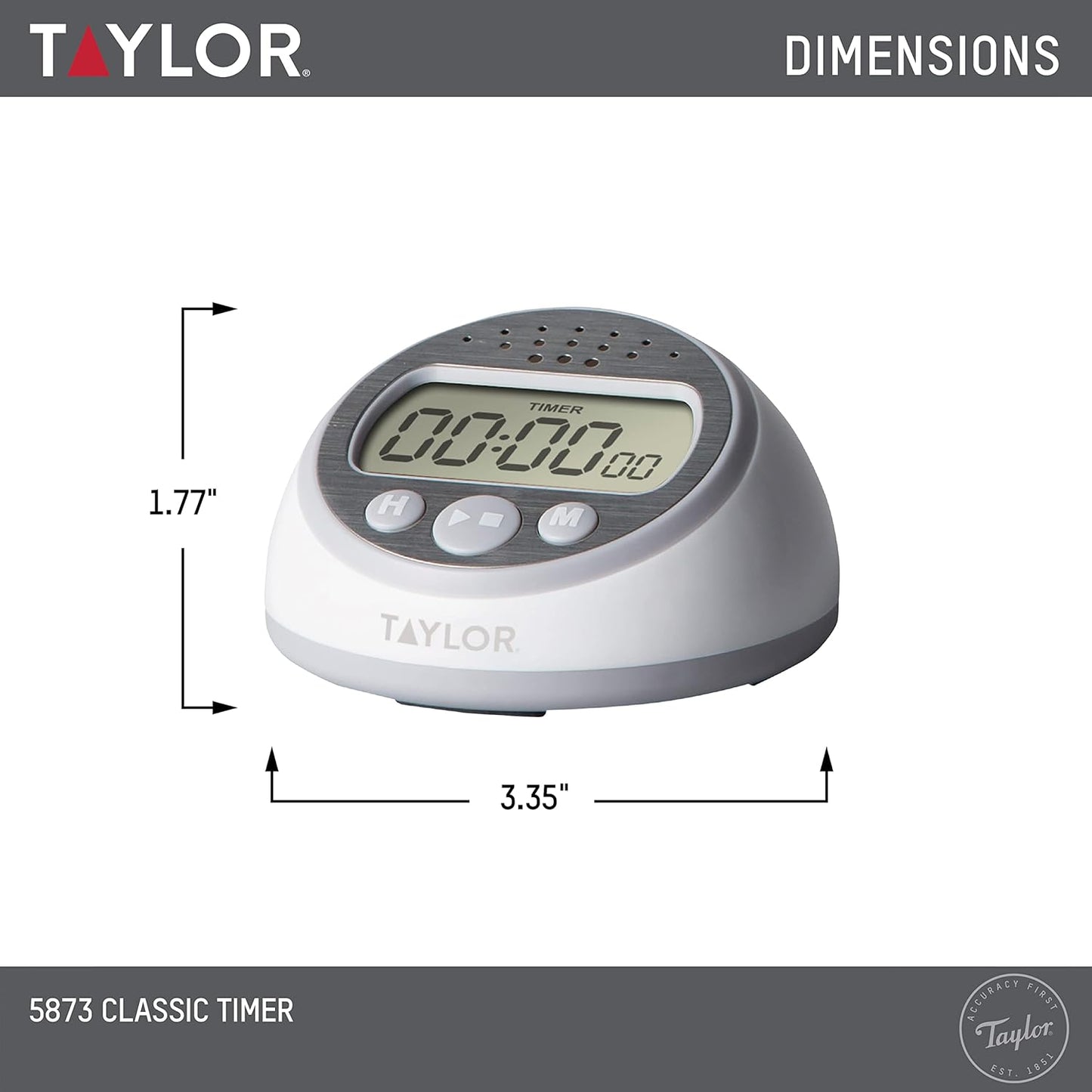 Taylor Digital Timer Counts Up and Down for School, Learning, Projects, and Kitchen Tasks, Super Loud Digital Timer, Gray