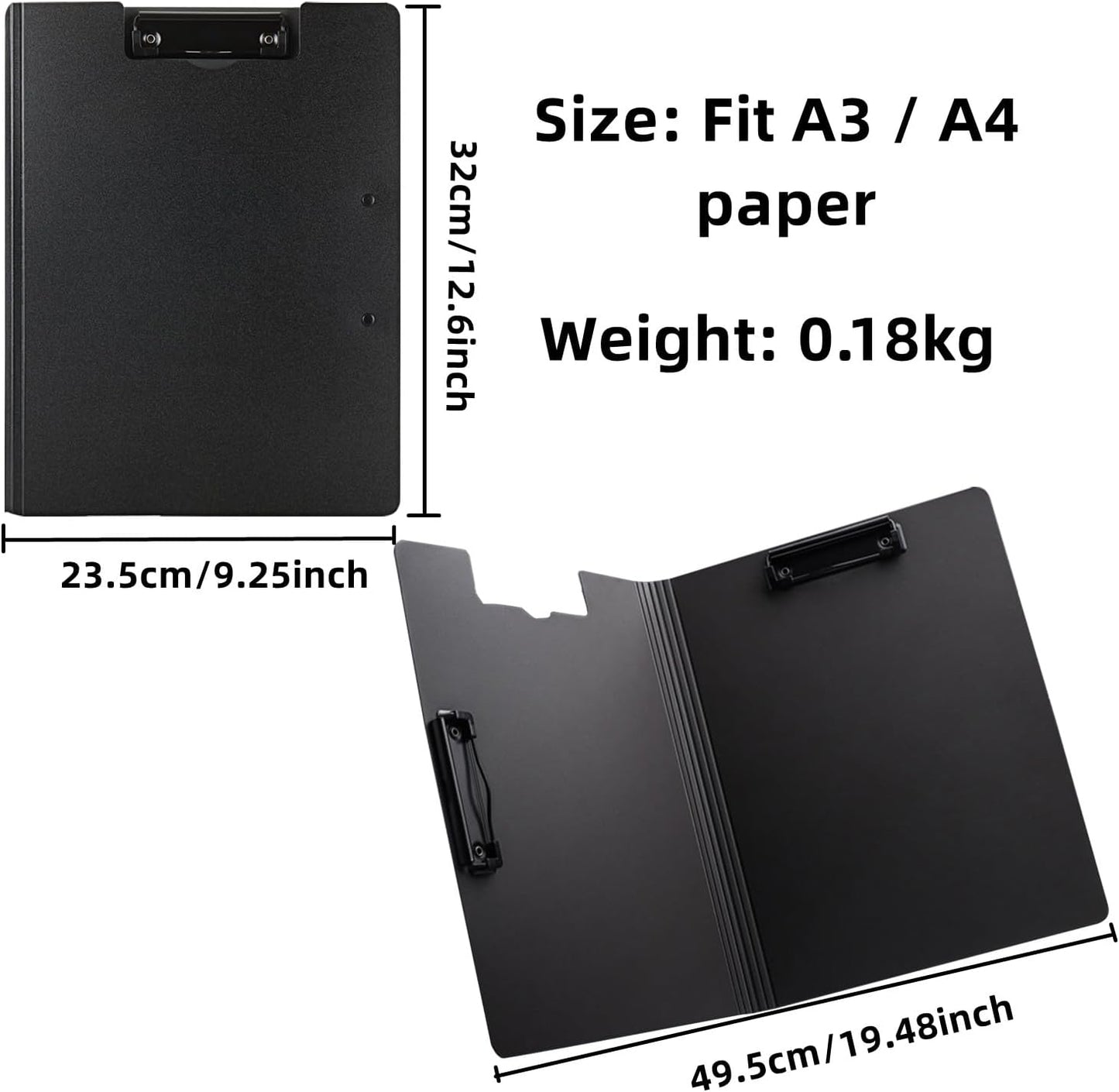 Clipboard Folder, 6 Pack A4 Foldable Clipboards File Folder Flip Writing Pad for Memo Form Document & School Office Work - Black